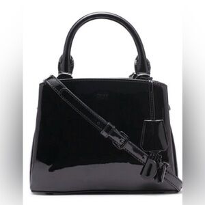 DKNY Black Patent Leather Mini Tote Bag Purse Y2K 90s Revival Night Out Ready